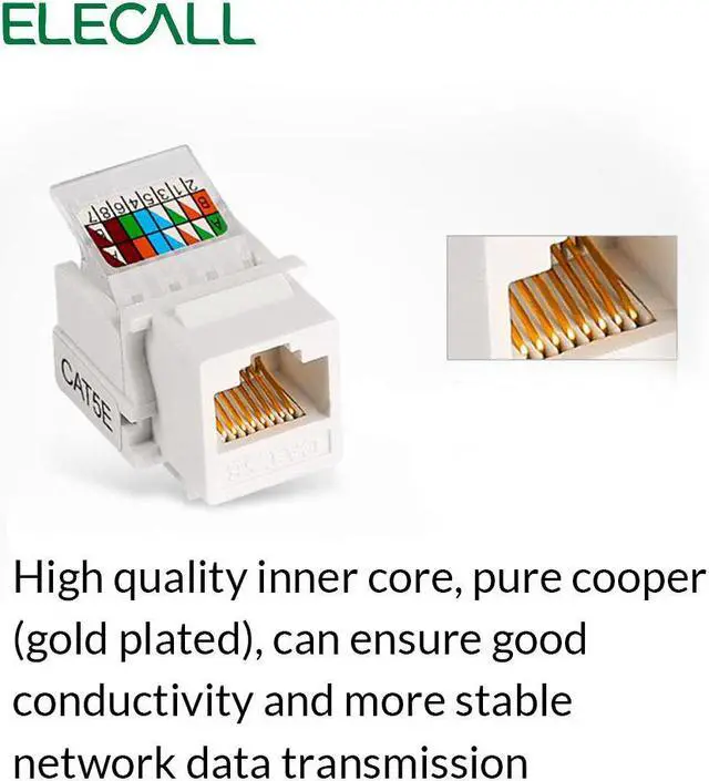 Alt view image 3 of 7 - 10pcs Tool-free CAT5E UTP Network Module RJ45 Connector Information Socket Computer Outlet Cable Adapter Keystone Jack FOR AMP