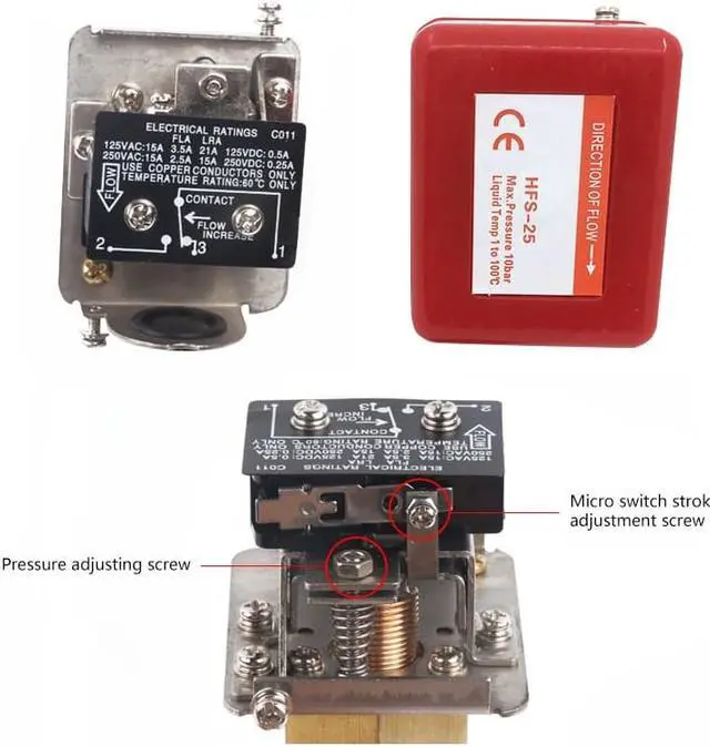 Alt view image 4 of 7 - ELECALL 2pcs/set Flow sensors 1" 220VAC 3A Water/Paddle Male Thread Flow Paddle Water Pump Flow Switch HFS-25 High Quality