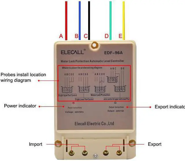 Alt view image 5 of 7 - ELECALL EDF-96A Water Automatic Level Controller 10A 220V Electronic Water Liquid Level Detection Sensor Water Pump Controller - 5M Sensor Cables