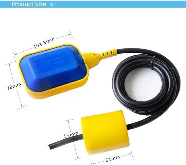 Alt view image 4 of 6 - ELECALL EM15-2 3M Controller Float Switch Liquid Fluid Water Level Float Switch Controller Contactor Sensor