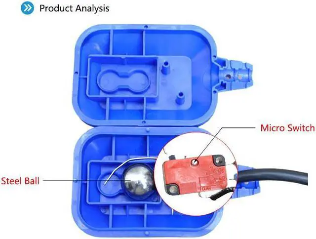 Alt view image 5 of 6 - ELECALL EM15-2 3M Controller Float Switch Liquid Fluid Water Level Float Switch Controller Contactor Sensor