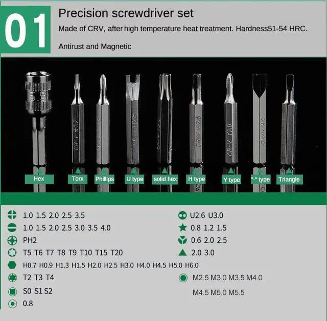 Alt view image 3 of 7 - ELECALL CRV Material 61 in 1 screwdriver Bit Magnetic Driver Kit Precision Screwdriver set Hand Tools for Phone Electronics Repair Tool Kit