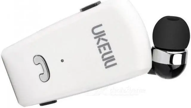 Alt view image 2 of 7 - Retractable Wireless Bluetooth Earbud Headset with Built-in Microphone - White
