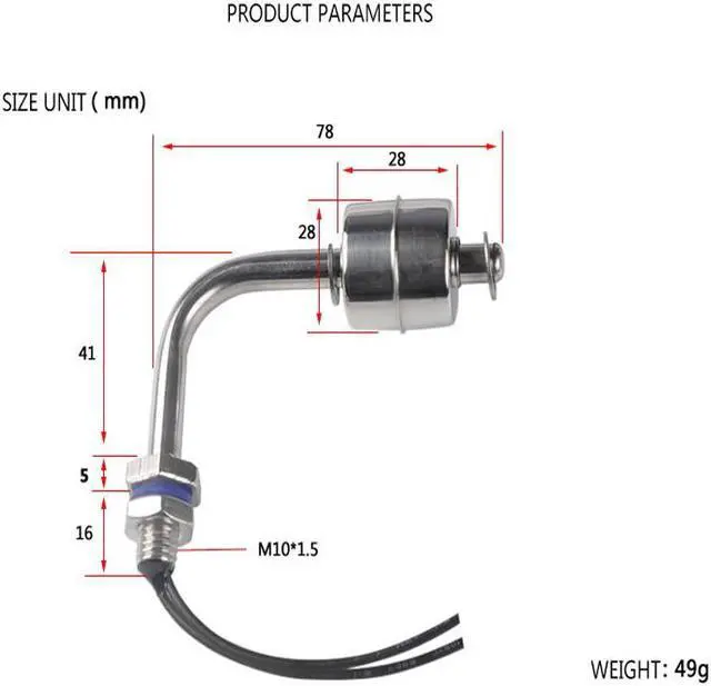Alt view image 5 of 6 - New 1pc Stainless Steel Tank Pool Water Level Liquid Sensor Float Switch ESC7810 2A1