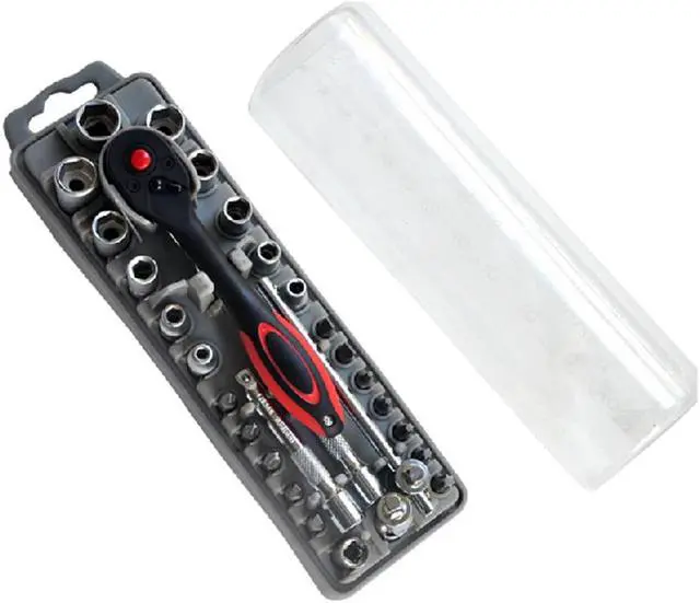 Alt view image 2 of 2 - Pro'skit SD-2308M 35Pcs 1/4"DR Socket & Screwdriver W/Long Nose Plier Set Multi Toolkit Electrician Hex Set Tools