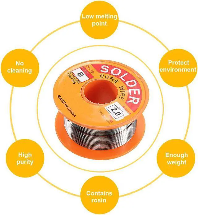 Alt view image 4 of 7 - 63/37 50g 2.0mm Tin Fine Welding Wire Core Solder Wire with 2% Flux and Rosin for Electric Soldering Iron
