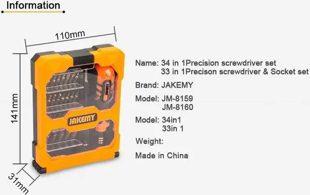 Alt view image 3 of 7 - 33 in 1 JAKEMY 8160 Precision Screwdriver Bits Set For iPhone 7 Laptop Mobile Phone Repair Tool Kits Wood Working Hand Tool Set