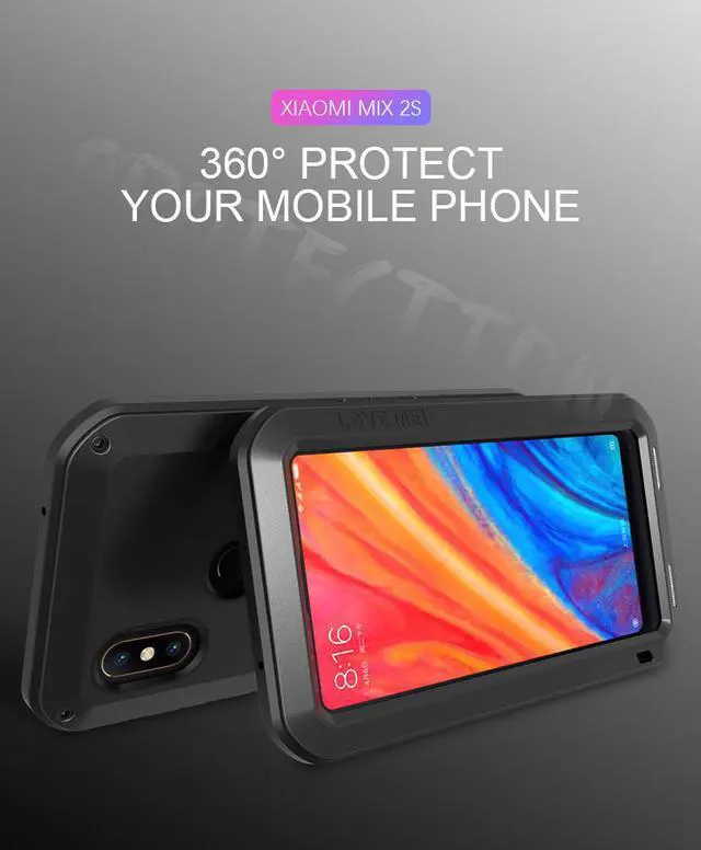 Alt view image 4 of 7 - LOVE MEI Aluminum Metal Case For Xiaomi Mi MIX 2S MIX2S Cover Powerful Armor Shockproof Life Waterproof Case For Xiaomi Mi MIX 2S MIX2S (Red)