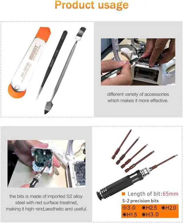 Alt view image 6 of 7 - JAKEMY 14Pcs Repair Tools Kit For DJI phantom 4 Helicoper UAV Glider Electronic Maintenance Tools Set