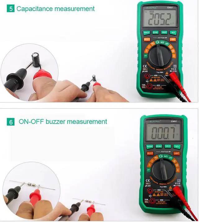 Alt view image 6 of 7 - ELECALL EM97 Capacitance Multimeter True RMS Digital Multimeter LCD Backlight With Capacitance/Resistance Measurement and With Bag