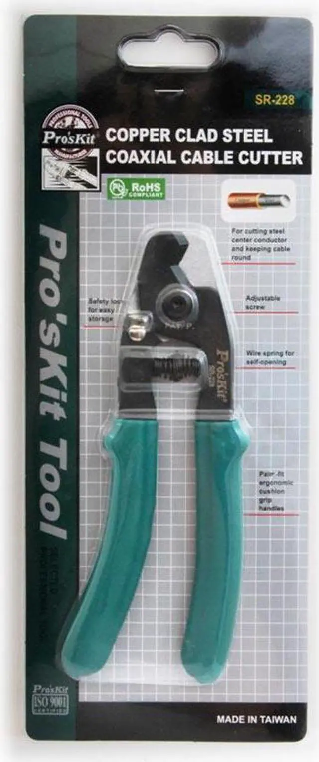 Alt view image 4 of 7 - Pro'skit SR-228 Copper Clad Steel Coaxial Cable Cutter Wire Stripper Hand Tools Pliers Decrustation Pliers