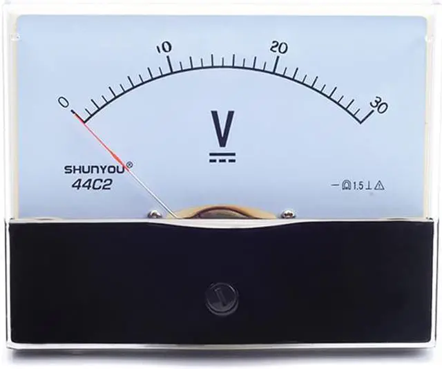 Main image of ELECALL 30V Square DC Voltage Panel Meter DC Voltmeter 44C2 Analog Power meter