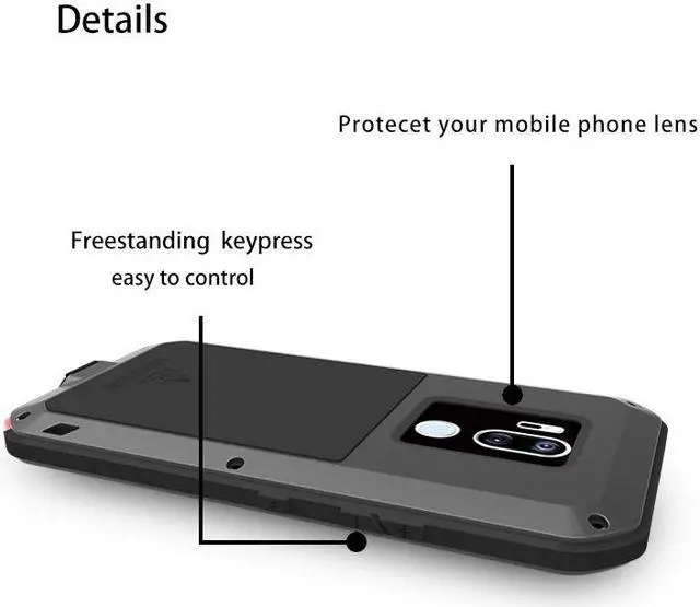 Alt view image 5 of 7 - LOVE MEI Aluminum Metal Case For LG G7 Cover Powerful Armor Shockproof Life Waterproof Case For LG G7 (Red)