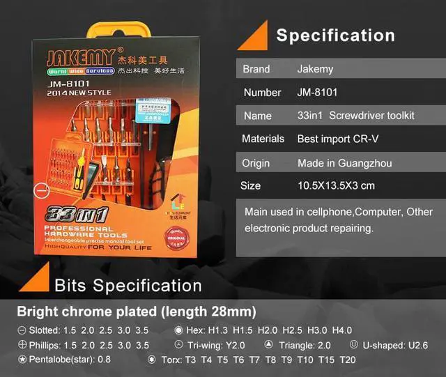 Alt view image 7 of 7 - Jakemy jm-8101 Multifunctional Mini Precision Screwdriver Set iPhone Laptop Cell Phone Repair Tool Kit Hand Tools Set