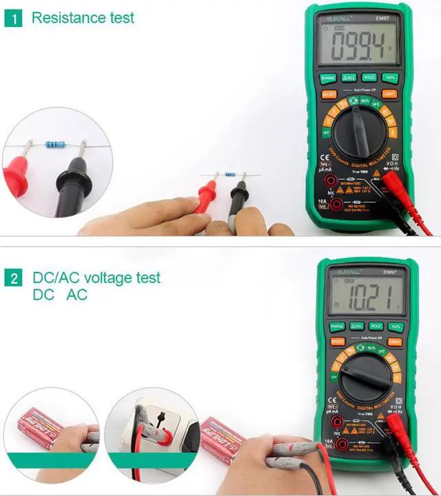Alt view image 7 of 7 - ELECALL EM97 Capacitance Multimeter True RMS Digital Multimeter LCD Backlight With Capacitance/Resistance Measurement and With Bag