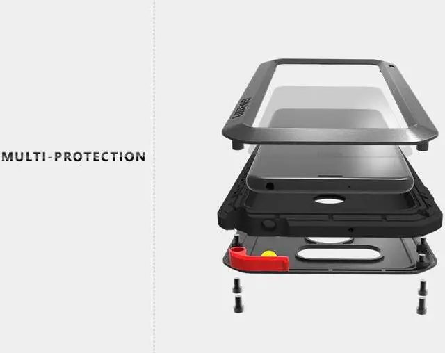 Alt view image 4 of 7 - Love Mei Armor Metal Case For LG V30 Plus Cover Powerful Aluminum Shockproof Life Waterproof Case For LG V30 Plus Case (Black)