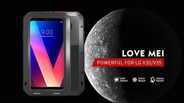 Alt view image 2 of 7 - Love Mei Armor Metal Case For LG V30 Plus Cover Powerful Aluminum Shockproof Life Waterproof Case For LG V30 Plus Case (Black)