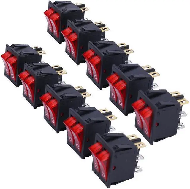 Alt view image 2 of 5 - ELECALL 15A250V 20A125V KCD8-212N Red Button Rocker Switch 6 Pin Rocker Power Switch Double Rocker Switch 10pcs/lot