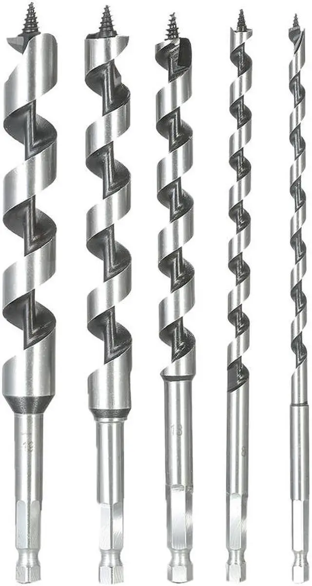 Alt view image 5 of 7 - 5PCS 200mm Super Long Auger Drill Bit Quick Change Hexagonal Shank Woodworking Auger Bits Set Quality Power Tools + Storage Box