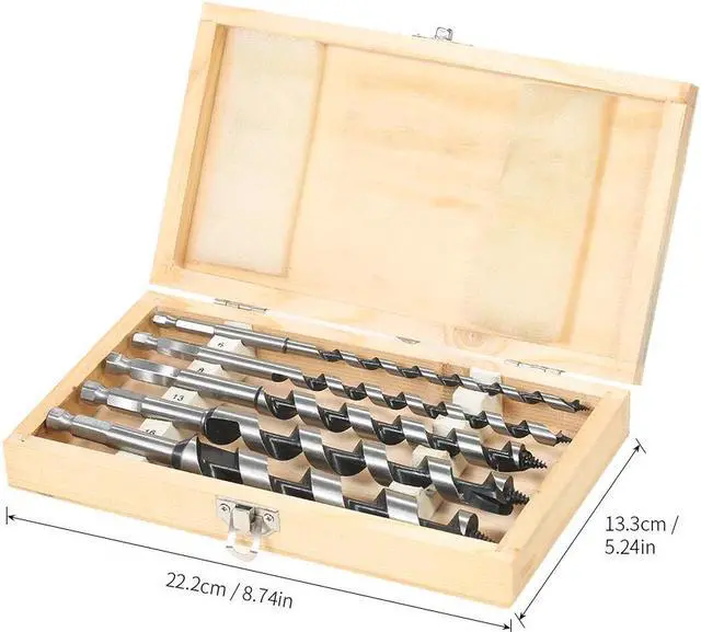 Alt view image 4 of 7 - 5PCS 200mm Super Long Auger Drill Bit Quick Change Hexagonal Shank Woodworking Auger Bits Set Quality Power Tools + Storage Box