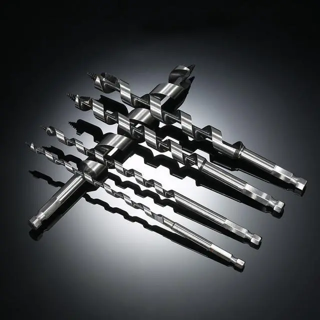 Alt view image 2 of 7 - 5PCS 200mm Super Long Auger Drill Bit Quick Change Hexagonal Shank Woodworking Auger Bits Set Quality Power Tools + Storage Box