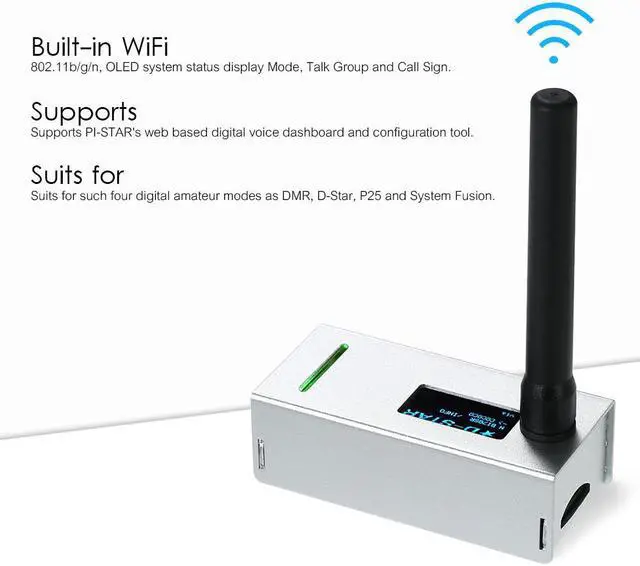 Alt view image 4 of 6 - Mini MMDVM Hotspot Expansion Board 433Mhz Antenna Spot Radio Station Wifi Digital Voice Modem with Case for DMR YSF Raspberry Pi - Silver