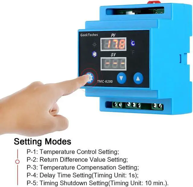 Alt view image 5 of 7 - DC 12V Water-drop Shape Probe Digital Temperature Controller Guide Rail One Way Thermostat Thermoregulator Temperature Instruments with Alarm Func