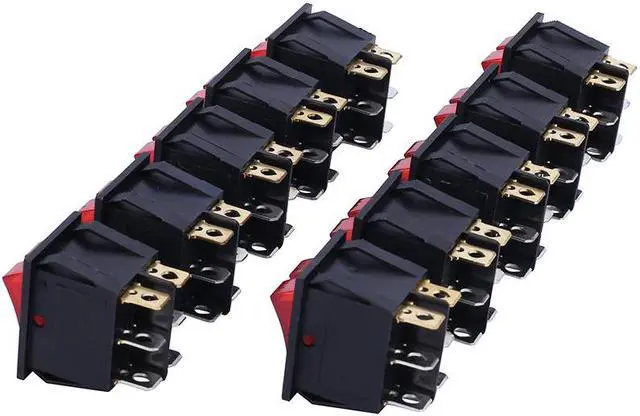 Alt view image 4 of 5 - ELECALL 15A250V 20A125V KCD8-212N Red Button Rocker Switch 6 Pin Rocker Power Switch Double Rocker Switch 10pcs/lot