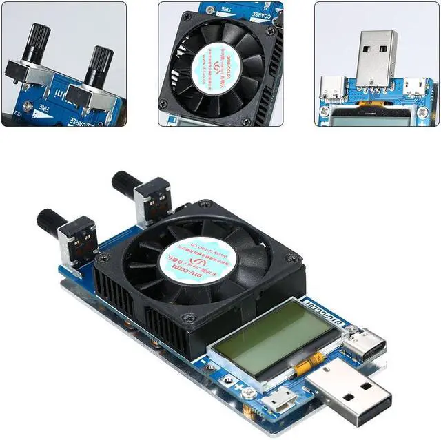 Alt view image 6 of 6 - 0.2A~3A 35W LCD USB Electronic Load Tester Module with Cooling Fan Adjustable Constant Current Resistance Power Battery Tester