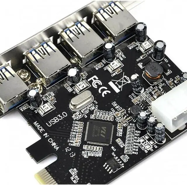 Alt view image 3 of 3 - 4-Port USB 3.0 PCI Express Expansion Card PCI-E Controller Card