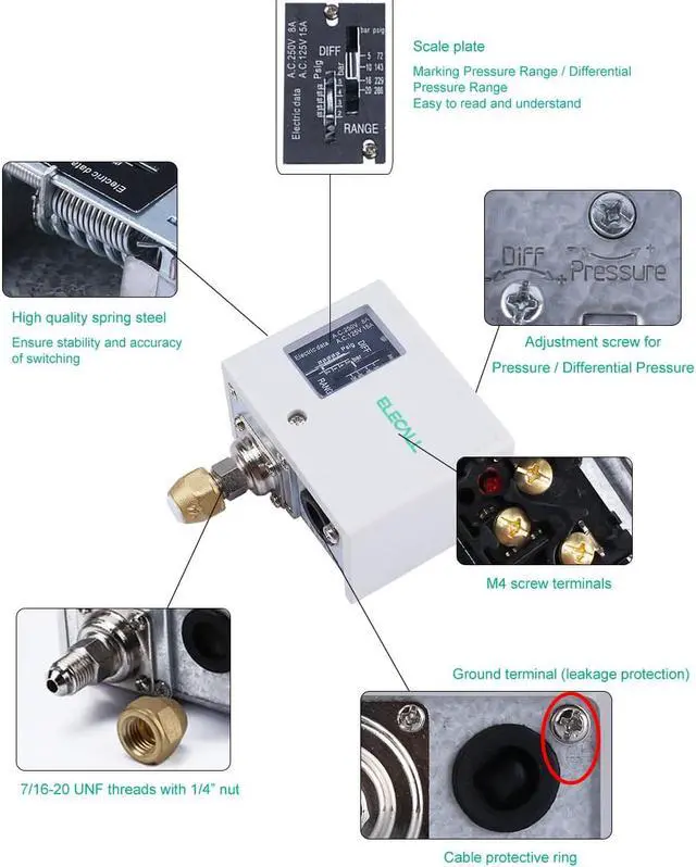 Alt view image 5 of 7 - ELECALL ED504 Water Pump Dual Pressure Control Switch Eletronic Pressure Controller for Water Pump