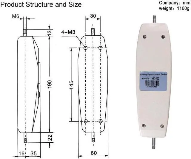Alt view image 4 of 4 - ELECALL NK-100 Analog Dynamometer Force Measuring Instruments Thrust Tester Analog Push Pull Force Gauge Tester Meter