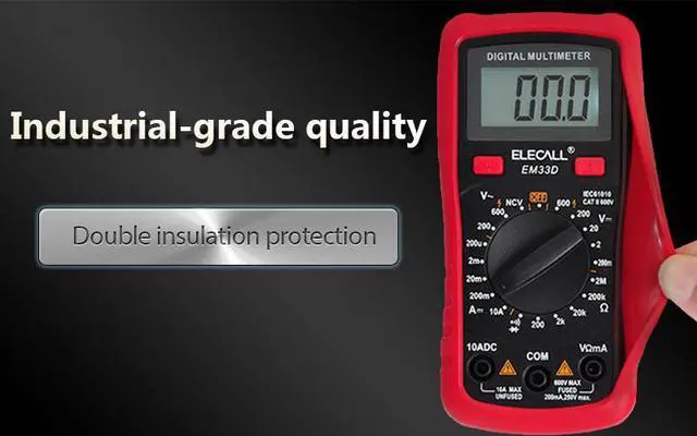 Alt view image 5 of 7 - ELECALL 3 1/2 Multimeter EM33D AC/DC 600V 1999 Counts Backlight Data Hold NCV Voltage Detection Overload Protection