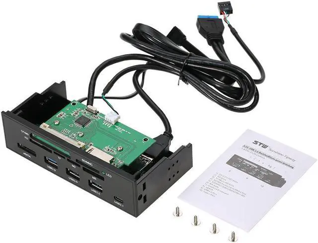 Alt view image 2 of 7 - STW 5.25" Internal Card Reader Media Multi-Function Dashboard PC Front Panel Type-C USB 3.1 USB 3.0 Support CF