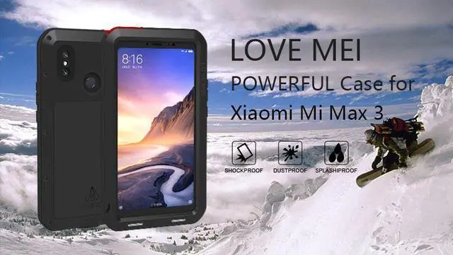 Alt view image 2 of 7 - Love Mei Powerful Case For Xiaomi Mi Max 3 Premium Waterproof Shockproof Aluminum Case Cover for Xiaomi Max3 (Red)