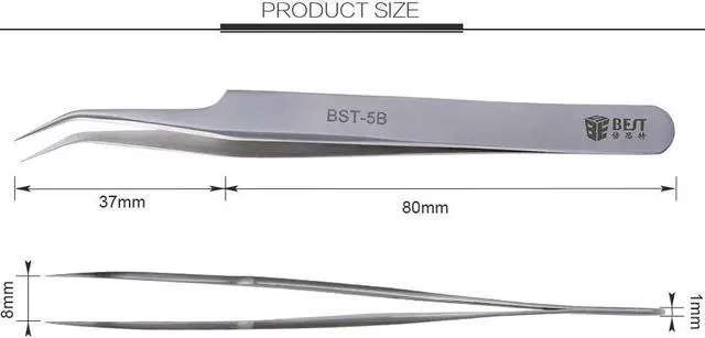 Alt view image 2 of 5 - New Stainless Steel Industrial Matte Tweezers Watchmaker Repair Tools Excellent Quality
