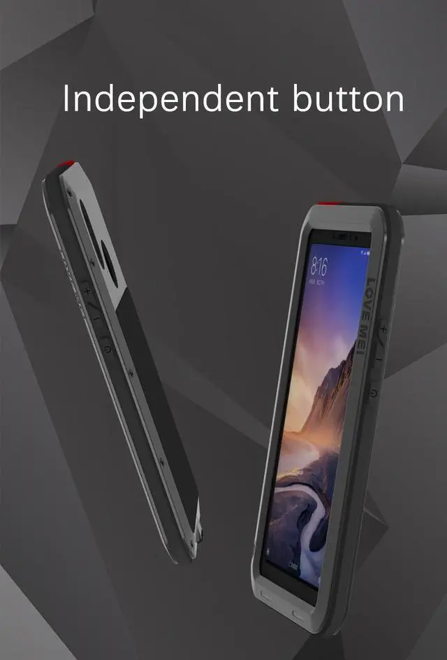 Alt view image 7 of 7 - Love Mei Powerful Case For Xiaomi Mi Max 3 Premium Waterproof Shockproof Aluminum Case Cover for Xiaomi Max3 (Red)