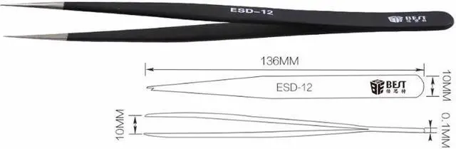 Alt view image 6 of 7 - 8pcs/lot BGA Precision ESD Tweezers Set Stainless Steel anti-static Tweezers Repair Tool Soldering Station Welding Assist