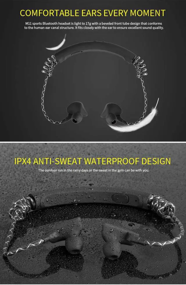 Alt view image 3 of 5 - DPRUI bluetooth earphone sweatproof wireless headphone sports headset bluetooth headphone with mic waterproof earbuds (Black)
