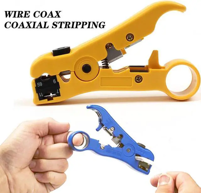 Alt view image 3 of 6 - Wire Coax Coaxial Universal Cable Stripper Cutter Stripping Pliers Tool for Network rj45 Cables - Blue