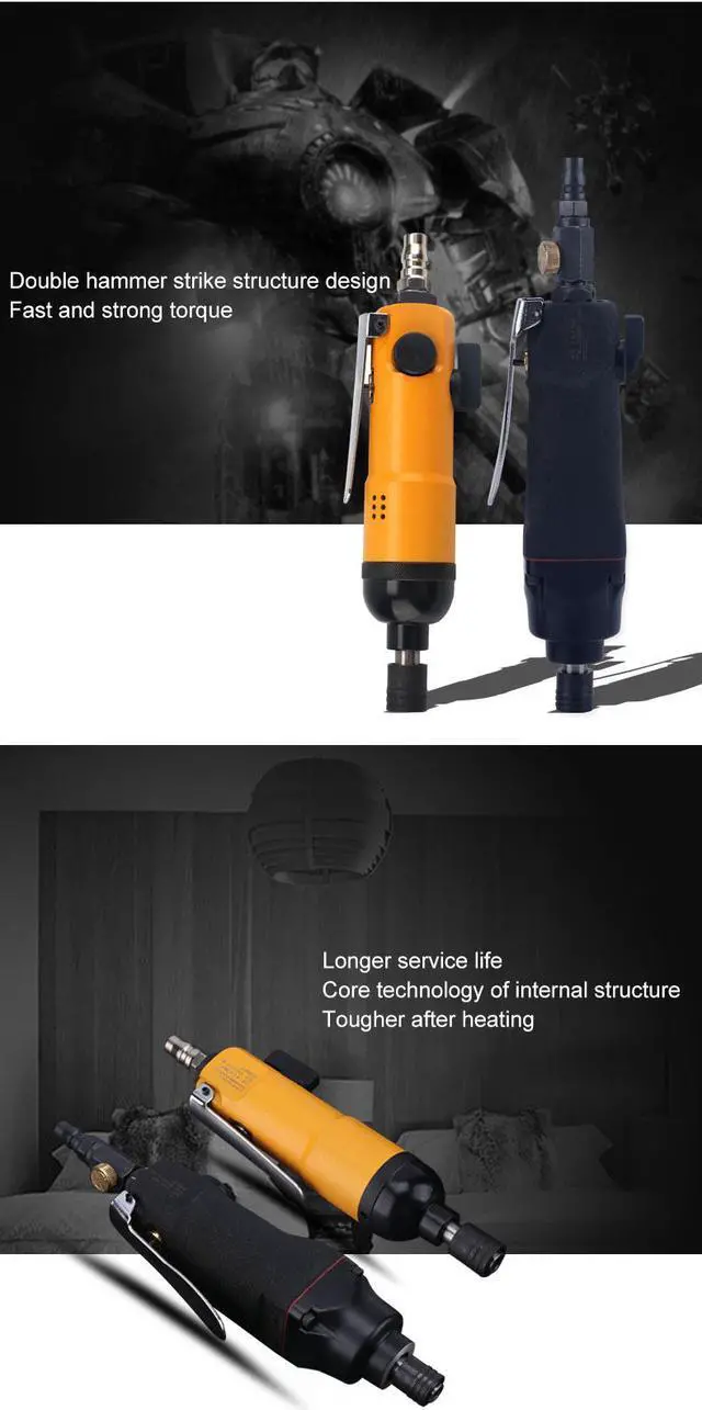 Alt view image 4 of 7 - ELECALL Electric screwdriver Torque Adjustable Pneumatic Screwdriver Two-End Screwdrivers Bit & 6M Spring Tube 8*5 - Yellow