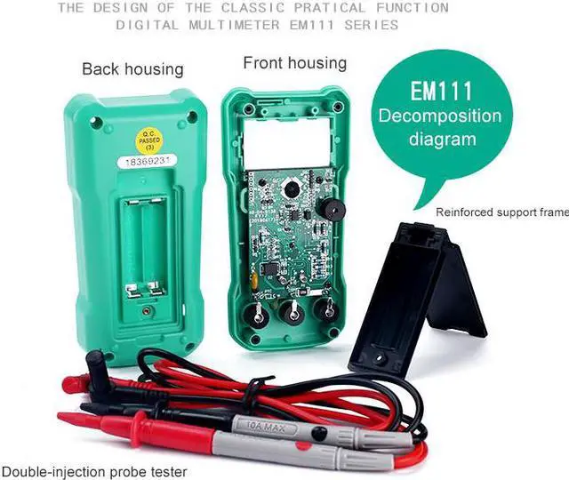 Alt view image 3 of 7 - ELECALL EM111 Digital Multimeter Mini type Temperature resistance test RMS value High precision tester meter