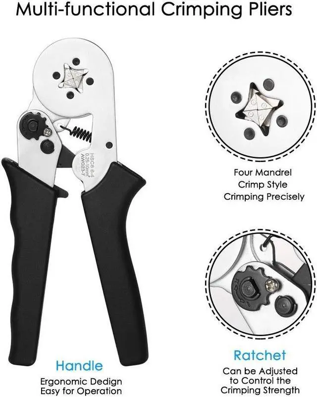 Alt view image 5 of 6 - Multi-functional Self-adjustable Wire Crimpers Crimping Pliers Crimp Tool with 1200pcs Insulated Wiring Terminals Kit
