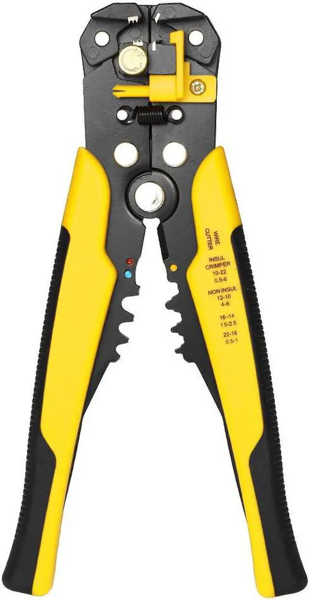 Main image of Multi-functional 8" Self-adjusting Cable Wire Stripper With Cutter & Crimper Automatic Wire Stripping Pliers Crimping Tool 10-24AWG -  Yellow
