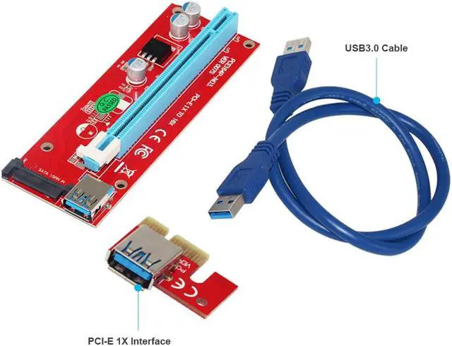 Alt view image 3 of 5 - 0.6M PCI-E 1X to 16X Riser Card Extender PCI Express Adapter USB 3.0 Cable 15Pin SATA for Bitcoin Mining Machine bitcoin pc