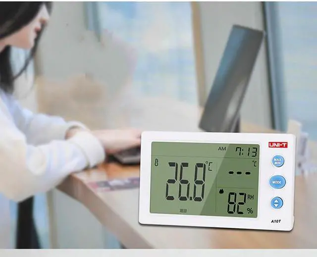 Alt view image 4 of 7 - UNI-T A10T Digital LCD Thermometer Temperature Humidity Meter Clock Hygrometer Of Weather Station Tester With Alarm Clock
