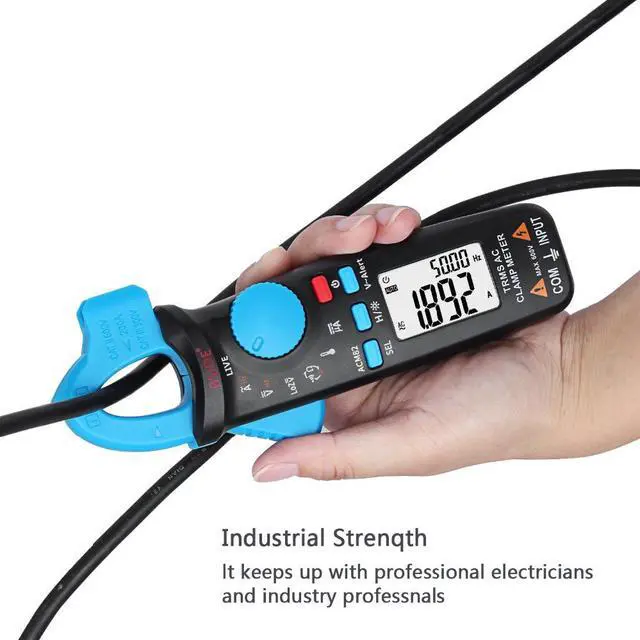 Alt view image 3 of 6 - Bside ACM82 Digital True RMS Mini Clamp Meter Auto Range 0.001A Current Test Hz Temp Ohm uF V-alert Live Check with Pocket Clip (Blue)