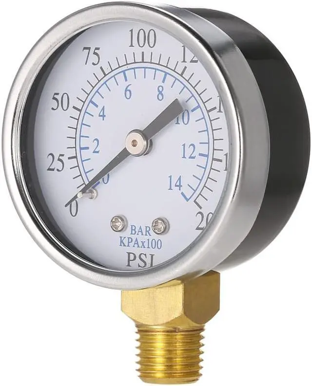 Alt view image 6 of 7 - TS-50-14 0-200psi/0-14bar 1/4'' NPT Dial Display Pressure Gauge Measuring Manometer
