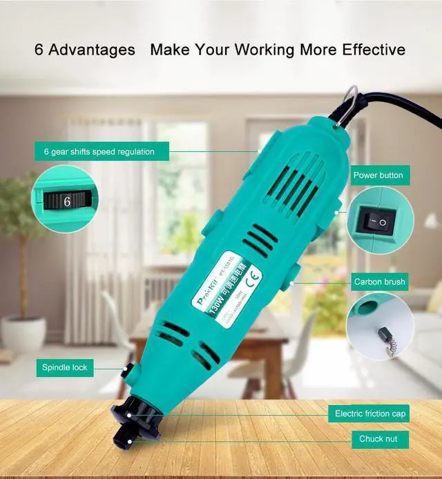 Alt view image 4 of 7 - Proâ€™skit PT-5501G Variable Speed Rotary Tool Electric Tools 130W Mini Drill 6 Position For Dremel Rotary Tools Mini Grinding Machine