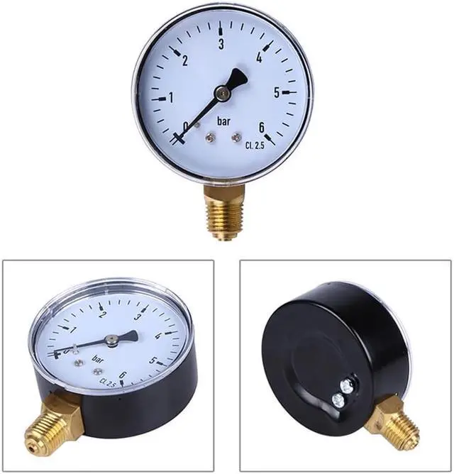 Main image of TS-60-6 / 0-6bar 1/4'' NPT Air Compressor Pressure Hydraulic Gauge Measuring Manometer